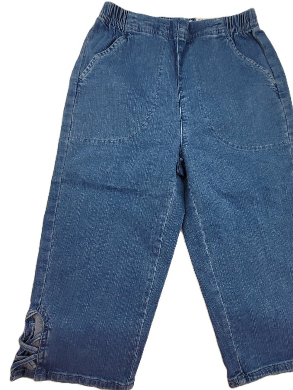 CROFT & BARROW pull on skimmer Jeans Women's XS Lattice-Hem Denim